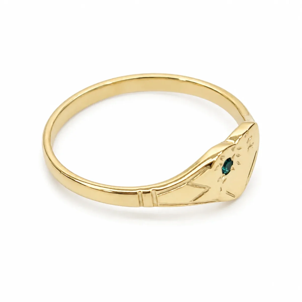 9ct Yellow Gold Created Emerald Heart Signet Ring – 9YCYR2799EM