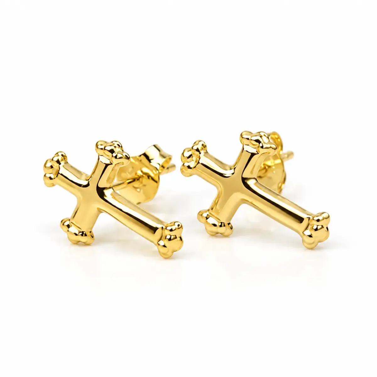 9ct Yellow Gold Cross Design Stud Earrings - 1.55.6082