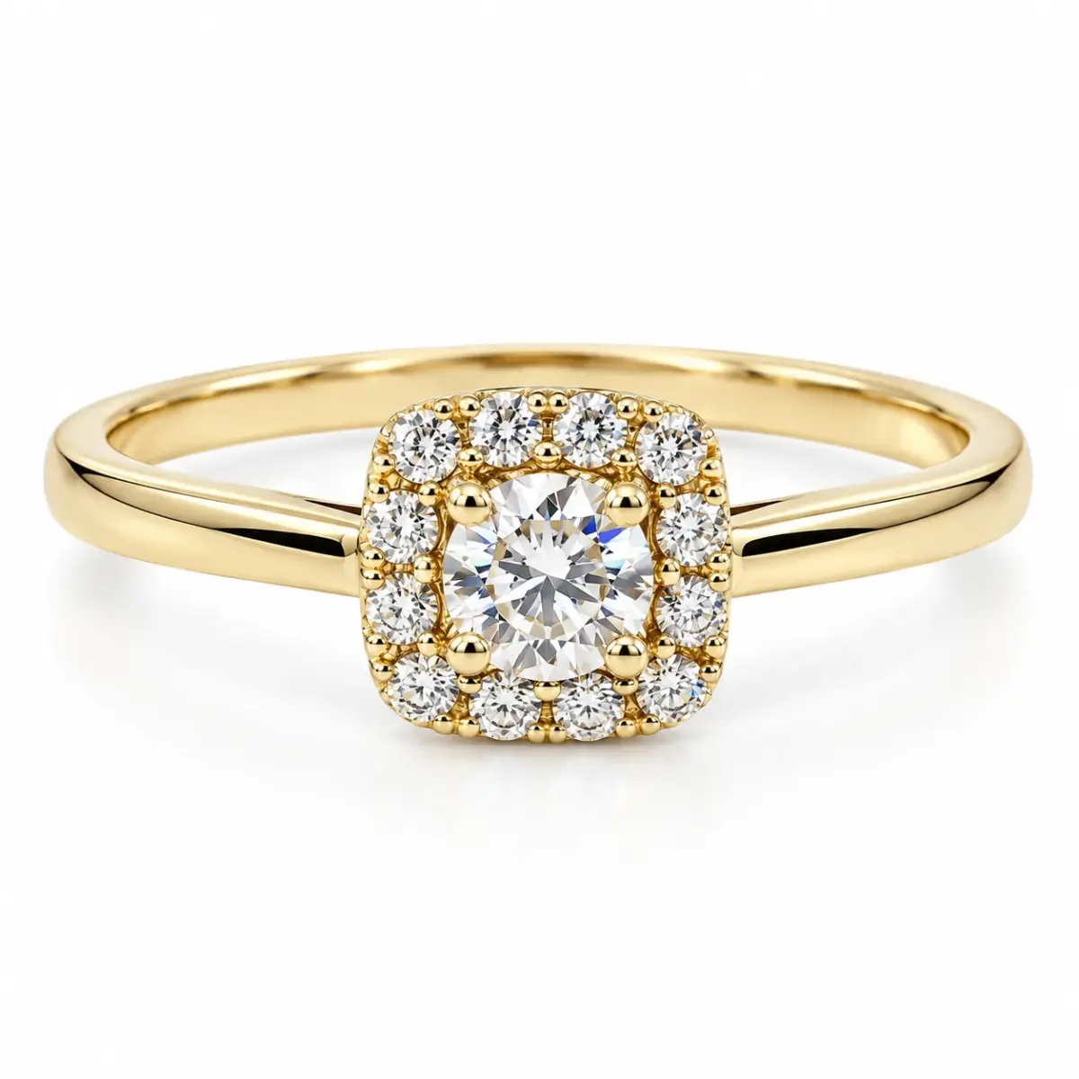 9ct Yellow Gold Cubic Zirconia Cluster Engagement Ring - 9YCYR7703