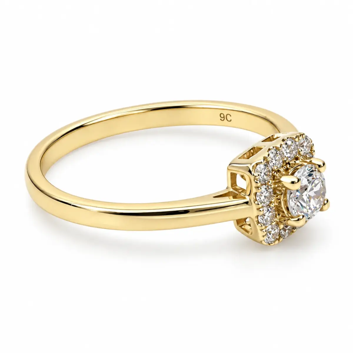 9ct Yellow Gold Cubic Zirconia Cluster Engagement Ring - 9YCYR7703