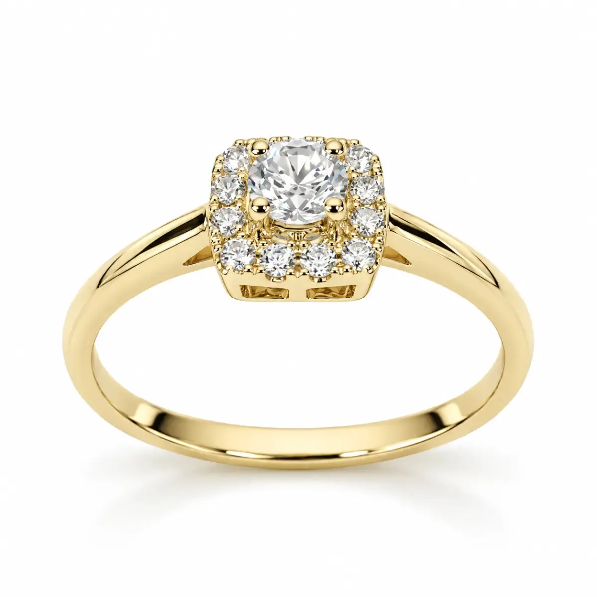 9ct Yellow Gold Cubic Zirconia Cluster Engagement Ring - 9YCYR7703