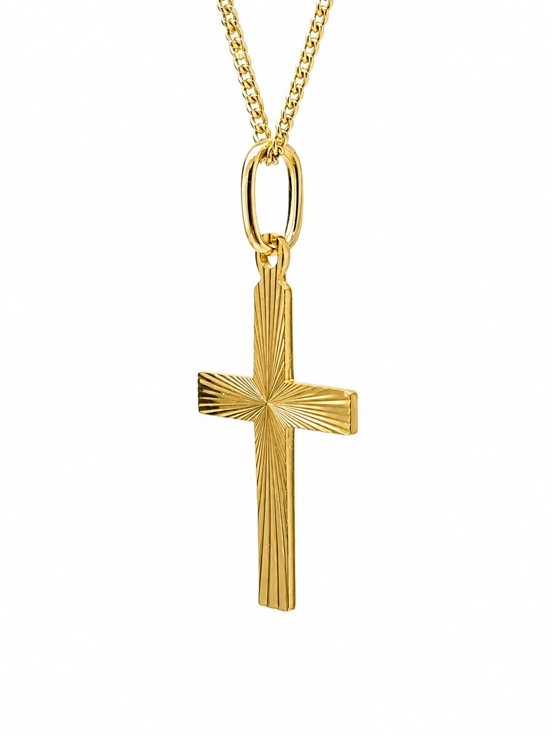 9ct Yellow Gold Diamond-Cut Cross Pendant – Solid Gold - GR0003