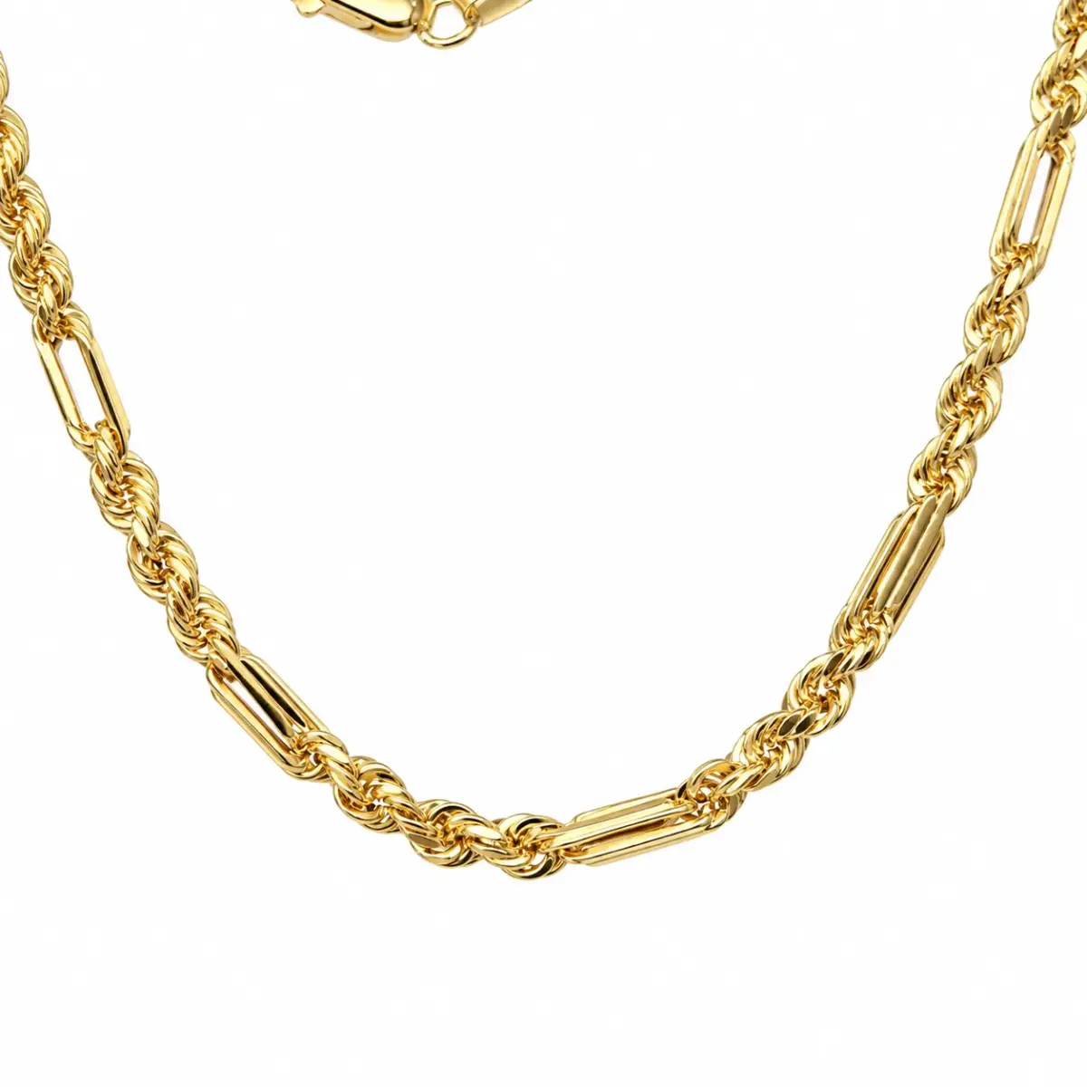 9ct Yellow Gold Diamond-Cut Figaro & Hollow Rope Chain – 50cm - 1.12.1175