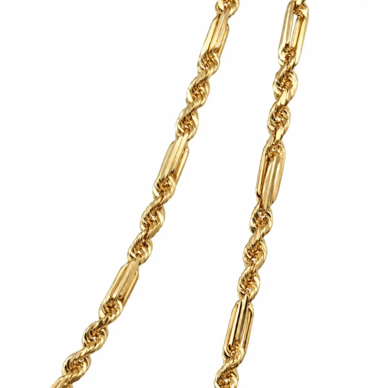 9ct Yellow Gold Diamond-Cut Figaro & Hollow Rope Chain – 50cm - 1.12.1175