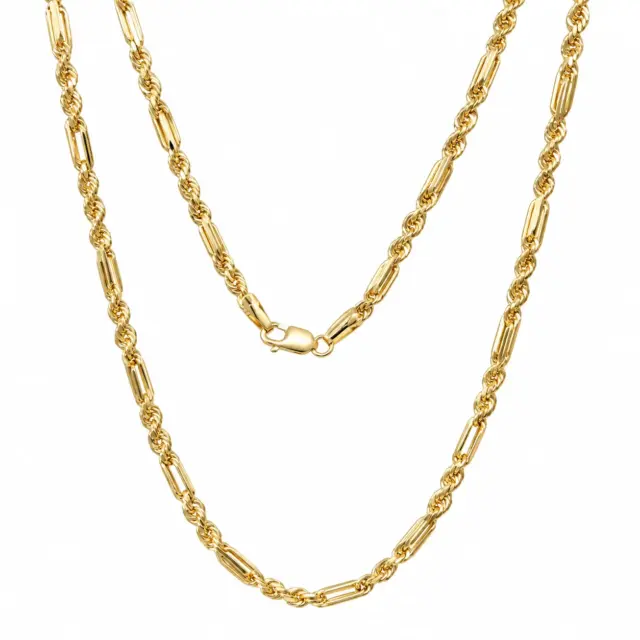 9ct Yellow Gold Diamond-Cut Figaro & Hollow Rope Chain – 50cm - 1.12.1175
