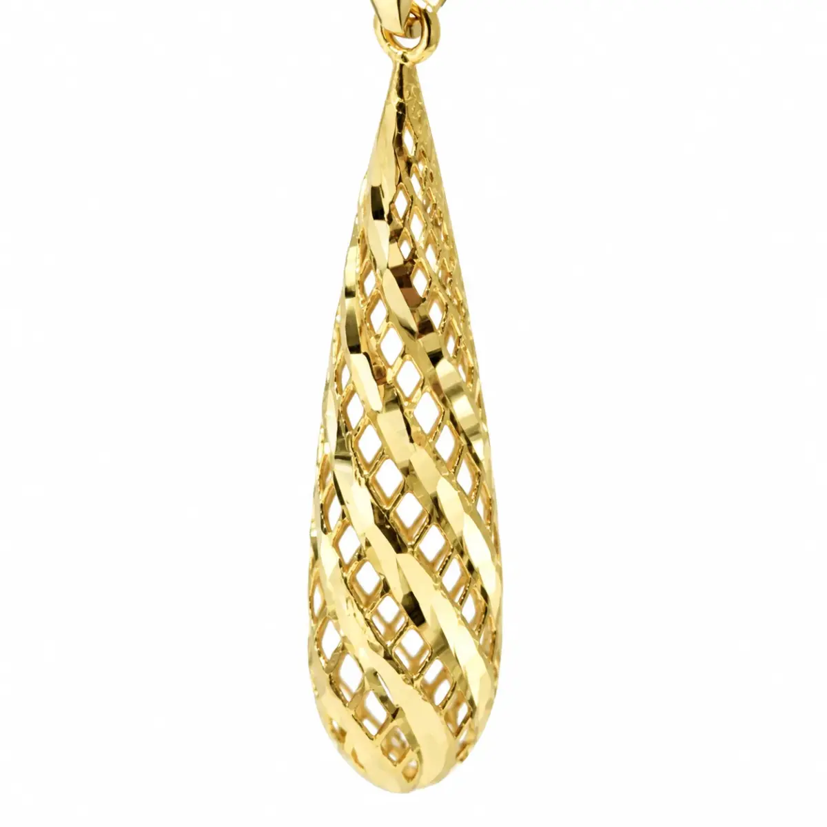 9ct Yellow Gold Diamond-Cut Mesh Teardrop Drop Earrings - 1.54.4229