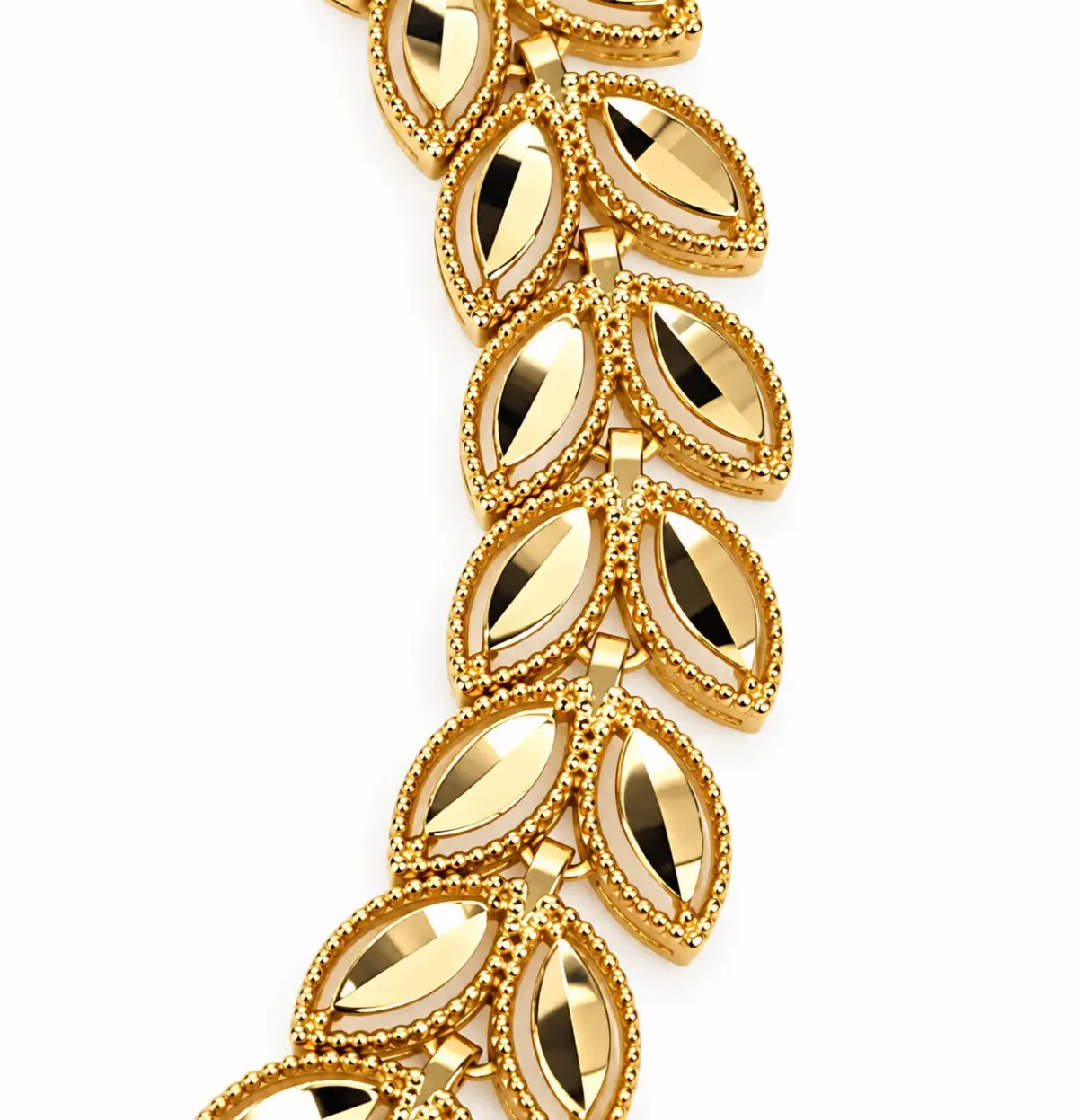 9ct Yellow Gold Faceted Double Leaf Bracelet – Made in Italy - 9KBR101