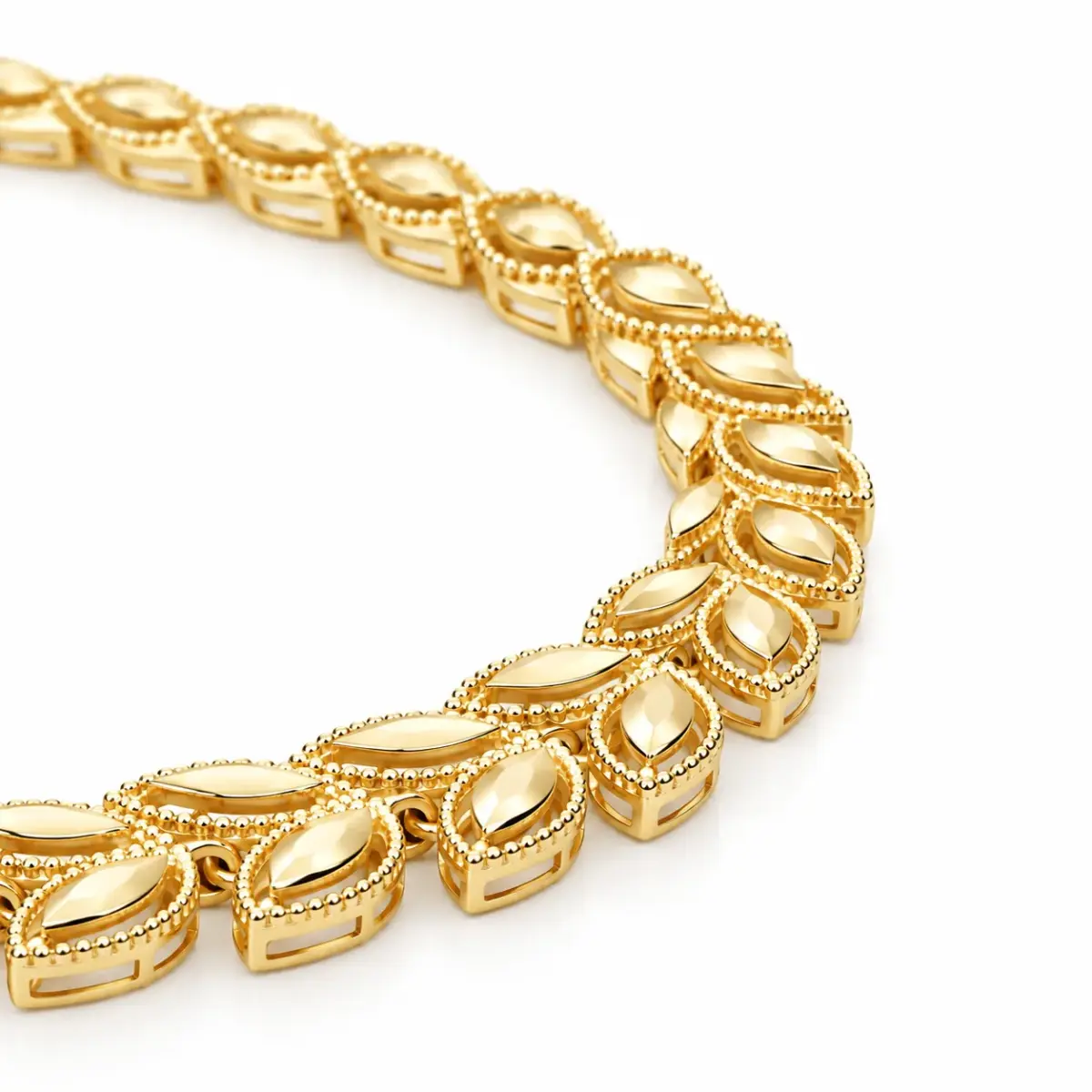 9ct Yellow Gold Faceted Double Leaf Bracelet – Made in Italy - 9KBR101