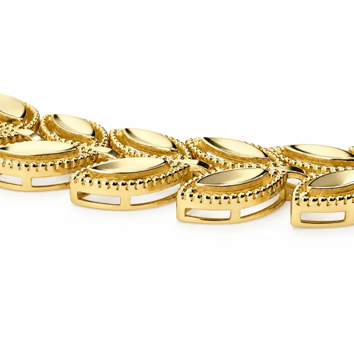 9ct Yellow Gold Faceted Double Leaf Bracelet – Made in Italy - 9KBR101