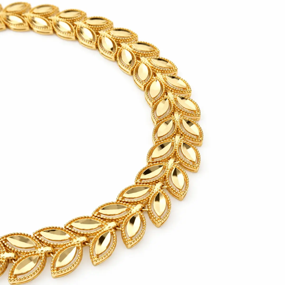 9ct Yellow Gold Faceted Double Leaf Bracelet – Made in Italy - 9KBR101