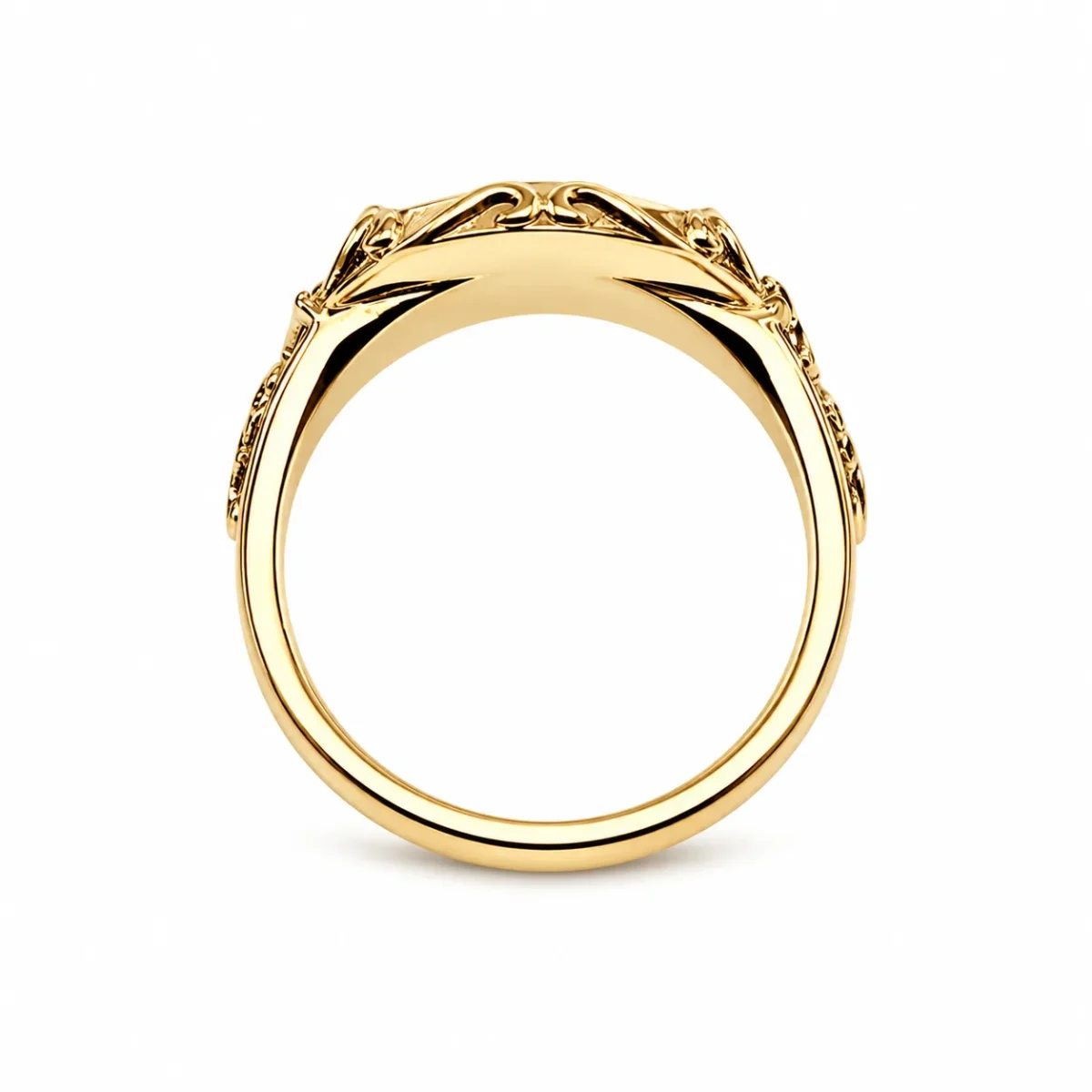 9ct Yellow Gold Fancy Round Signet Ring – Solid NZ Made – 7.50g - 9R0134