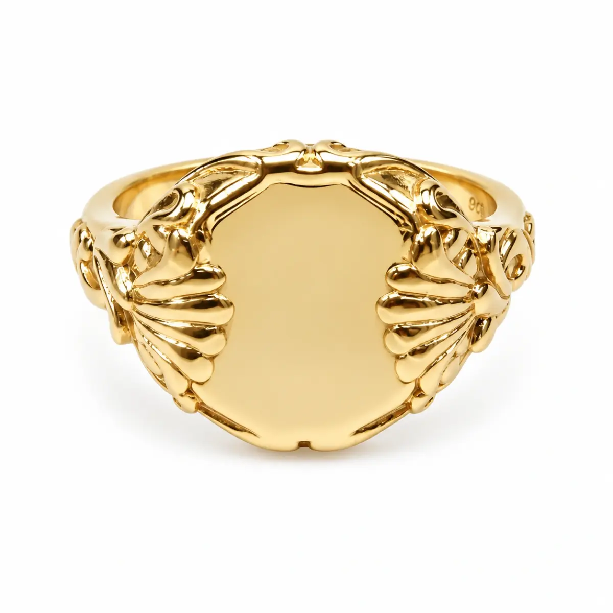 9ct Yellow Gold Fancy Round Signet Ring – Solid NZ Made – 7.50g - 9R0134
