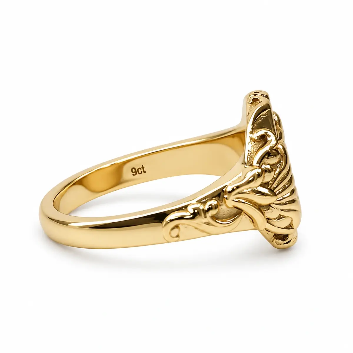 9ct Yellow Gold Fancy Round Signet Ring – Solid NZ Made – 7.50g - 9R0134