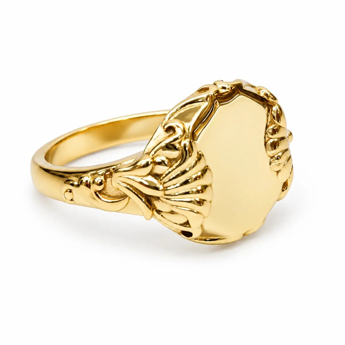 9ct Yellow Gold Fancy Round Signet Ring – Solid NZ Made – 7.50g - 9R0134