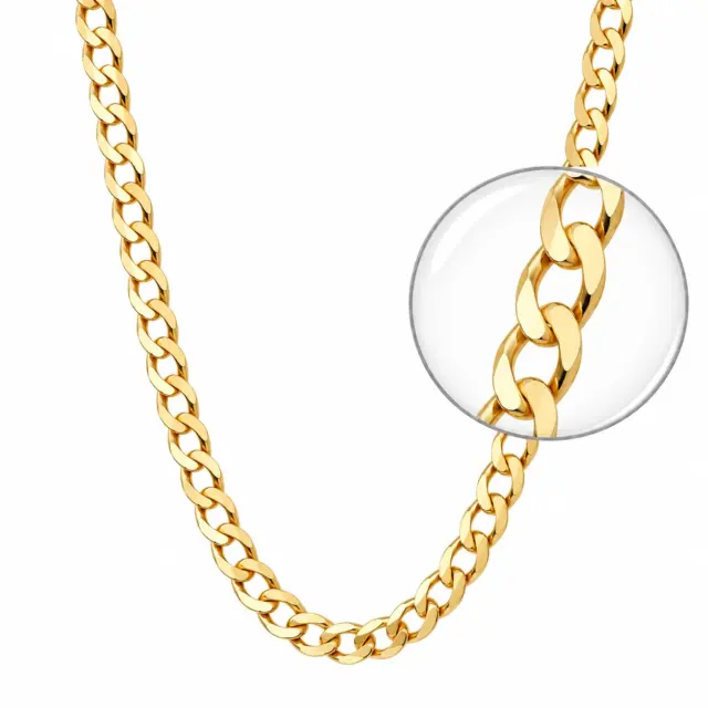 9ct Yellow Gold Flat Bevelled Diamond-Cut Curb Link Chain 150 Gauge – 5.70mm x 55cm | Made in New Zealand - 9YFBSCD150-55