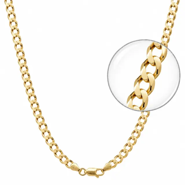 9ct Yellow Gold Flat Bevelled Diamond-Cut Curb Link Chain 60cm - 9YFBSCD120-60