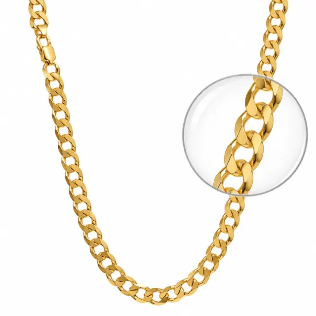 9ct Yellow Gold Flat Bevelled Sided Diamond-Cut 150 Gauge Curb Chain – 60cm
