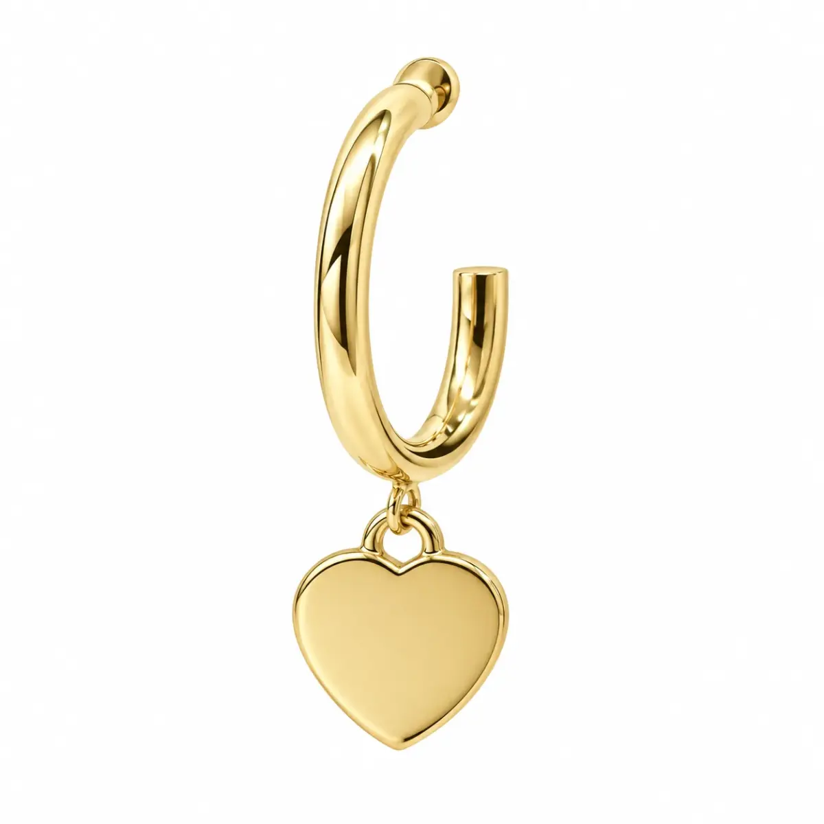 9ct Yellow Gold Heart Drop Hoop-Style Stud Earrings with Butterfly Backs - 1.56.9994