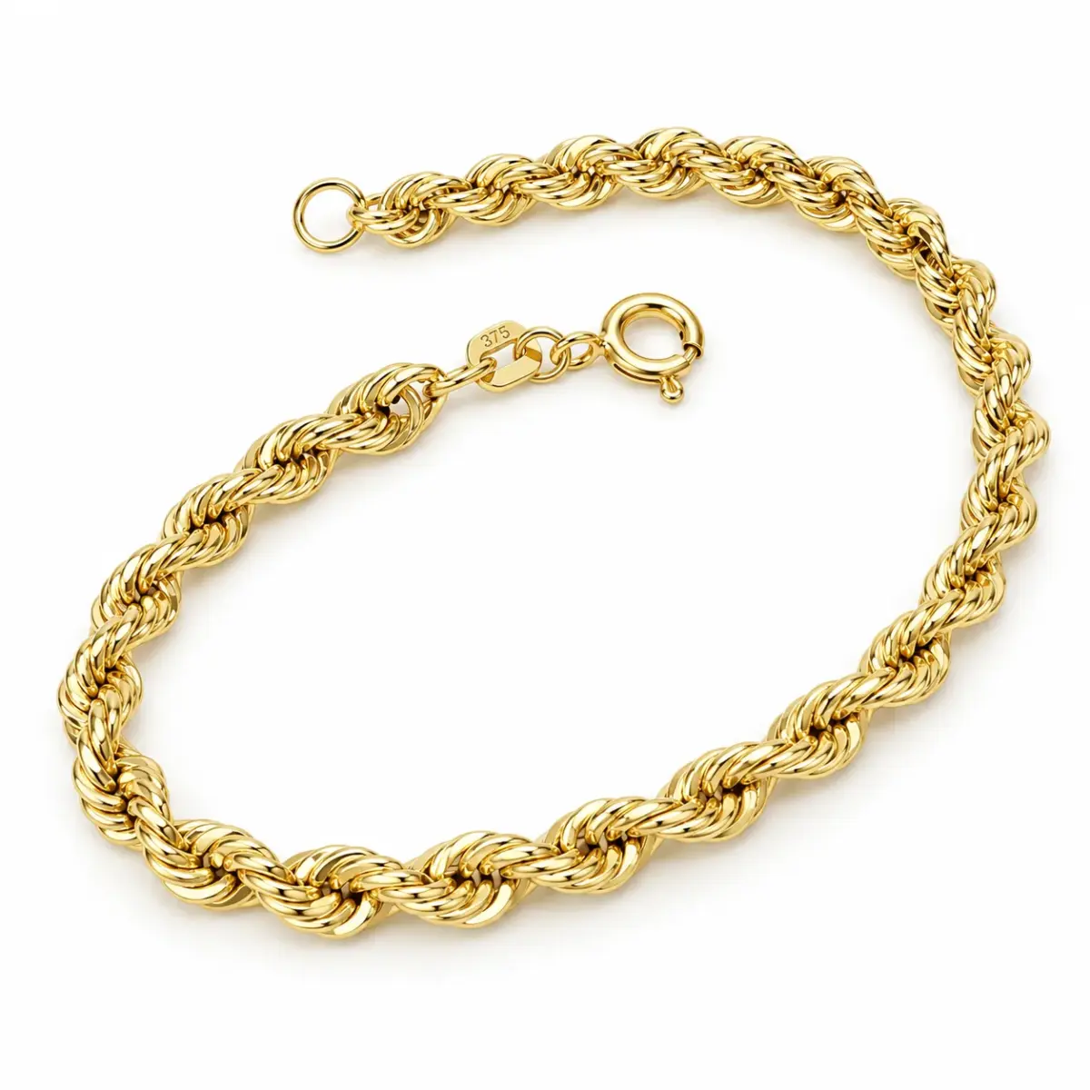 9ct Yellow Gold Hollow Rope Bracelet – 18cm - 1.22.0221