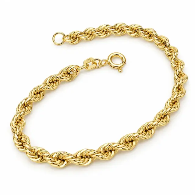 9ct Yellow Gold Hollow Rope Bracelet – 18cm - 1.22.0221