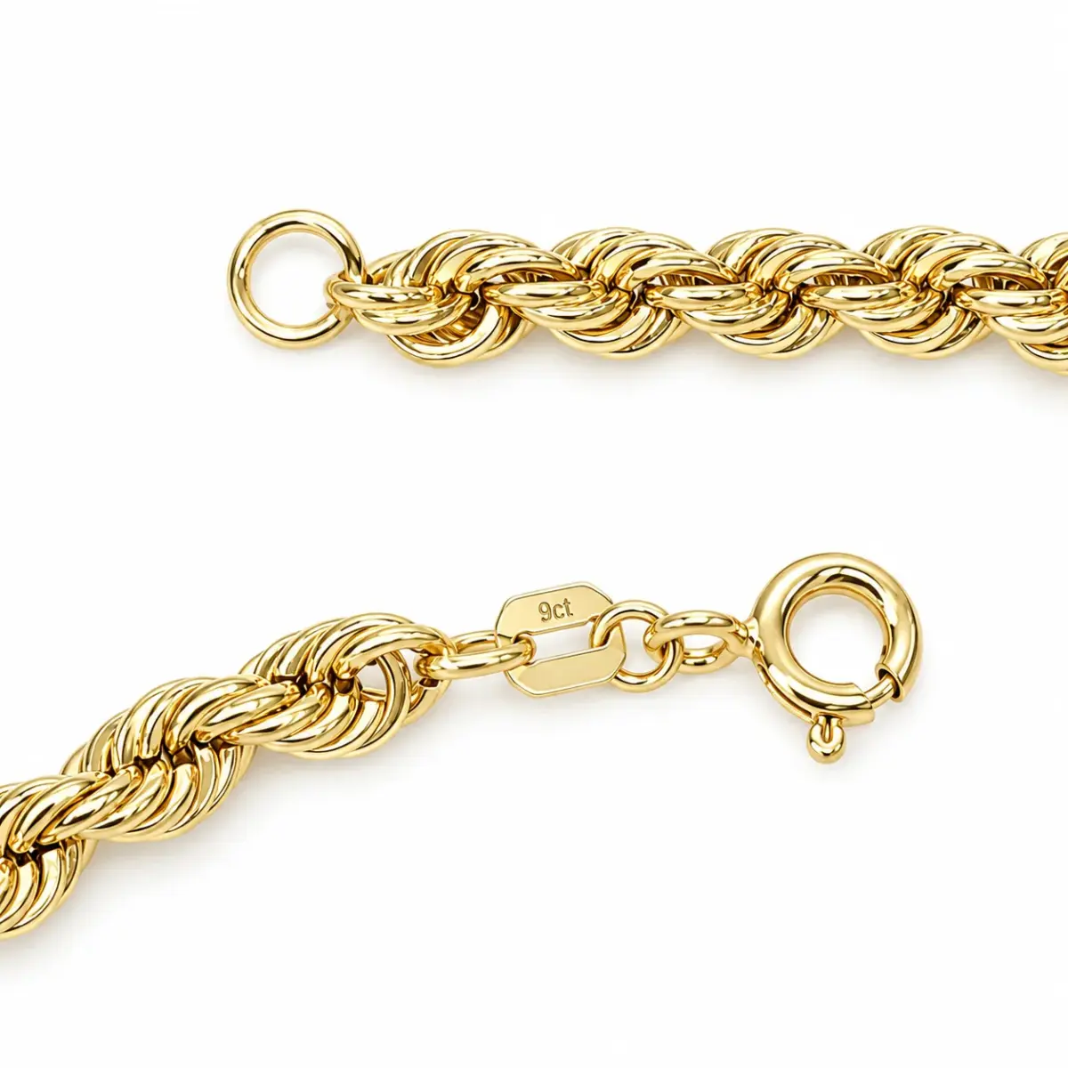 9ct Yellow Gold Hollow Rope Bracelet – 18cm - 1.22.0221