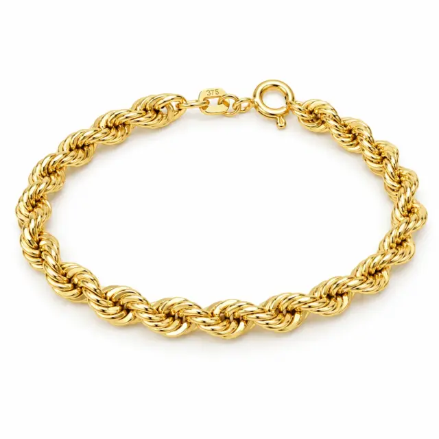 9ct Yellow Gold Hollow Rope Bracelet – 18cm - 1.22.0221