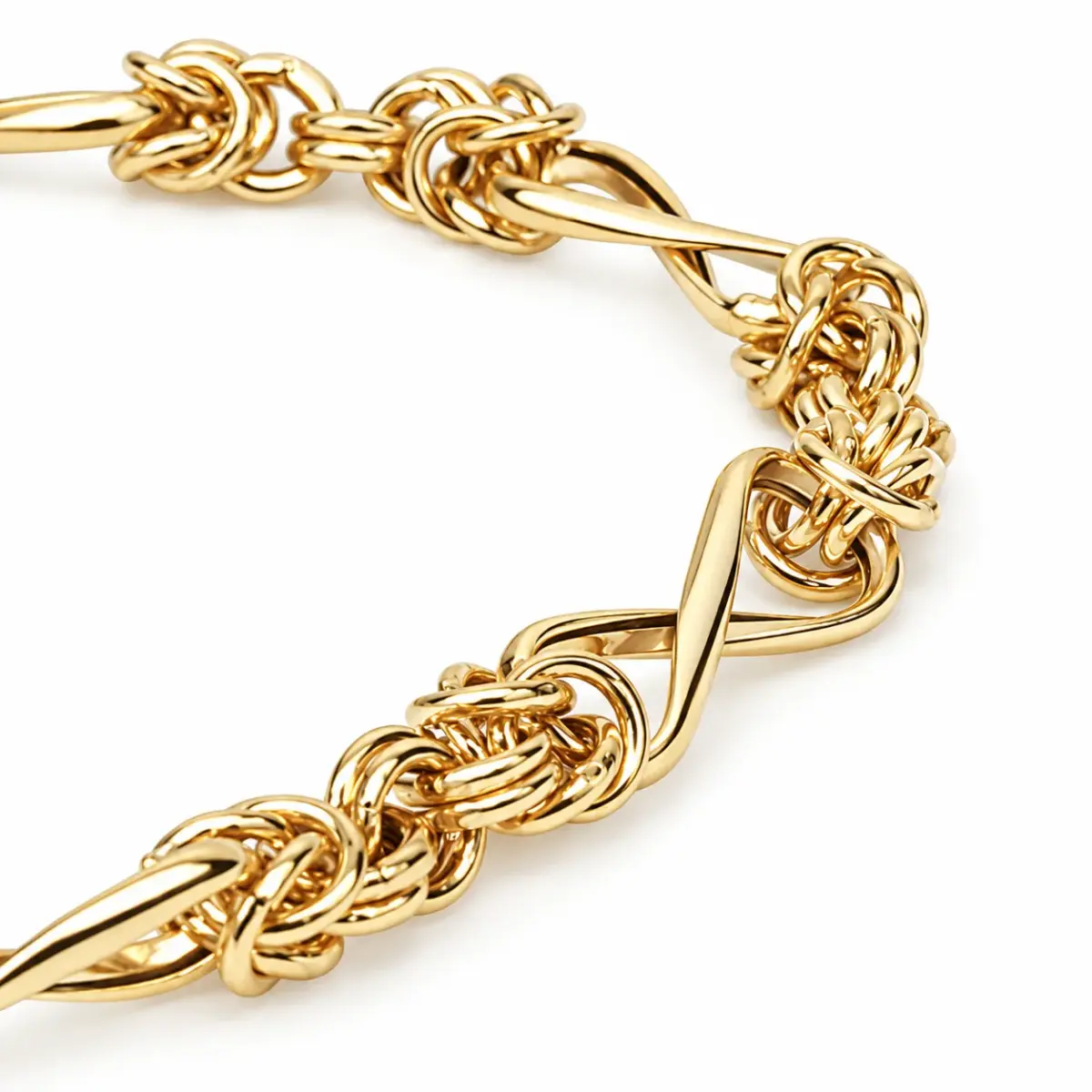 9ct Yellow Gold Hollow Twist & Byzantine Bracelet – 18.5cm - 1.20.2381