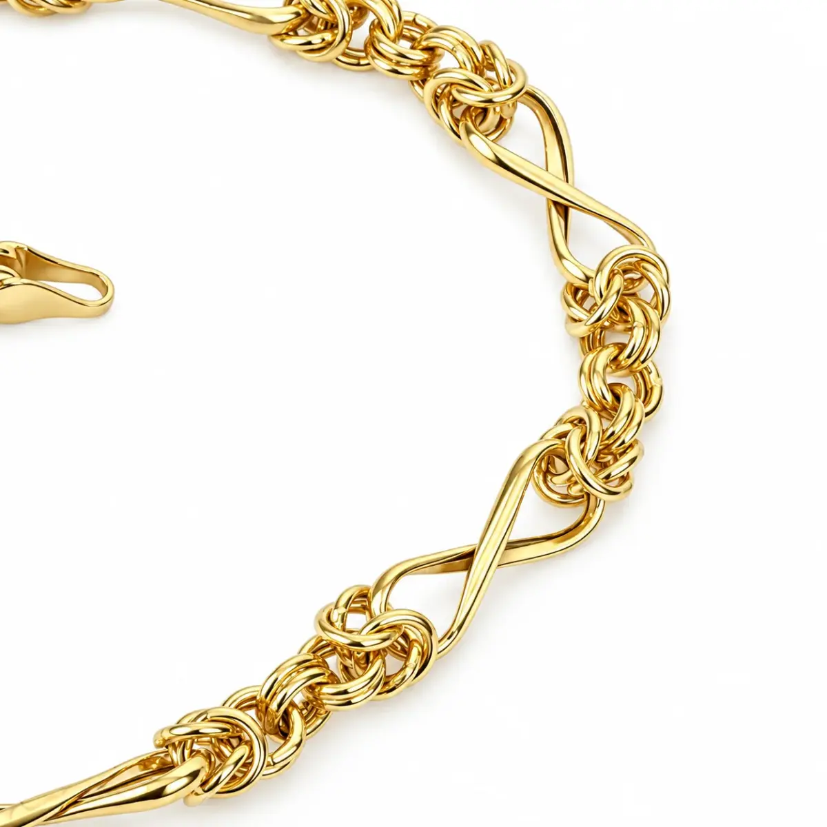 9ct Yellow Gold Hollow Twist & Byzantine Bracelet – 18.5cm - 1.20.2381