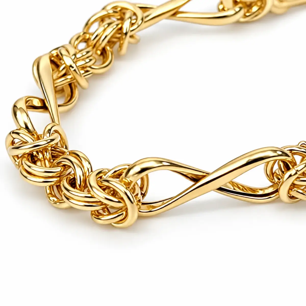9ct Yellow Gold Hollow Twist & Byzantine Bracelet – 18.5cm - 1.20.2381