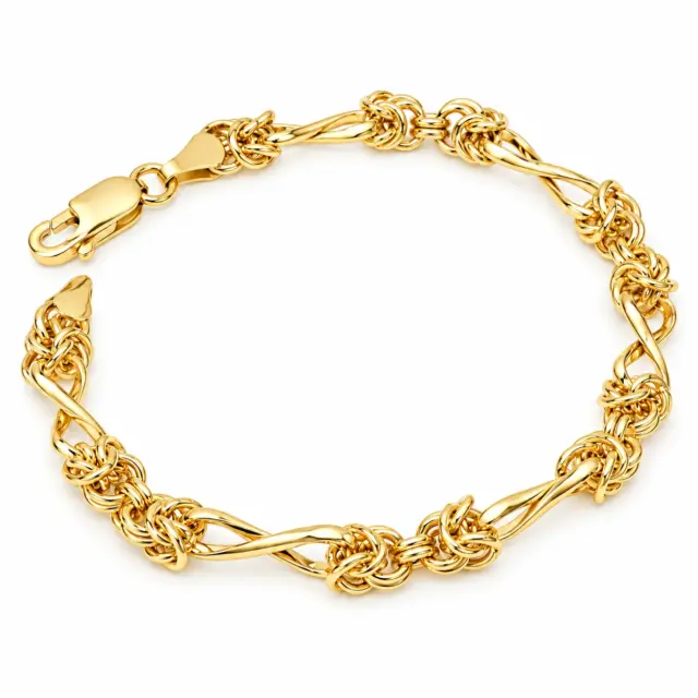 9ct Yellow Gold Hollow Twist & Byzantine Bracelet – 18.5cm - 1.20.2381