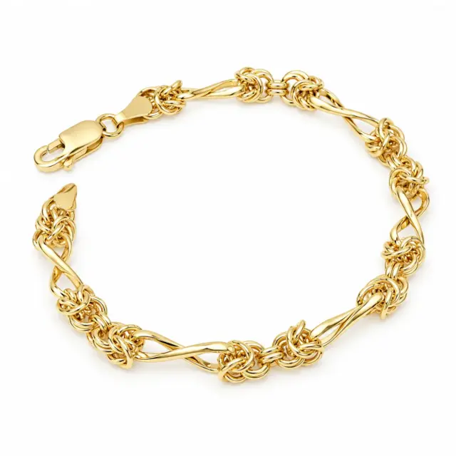 9ct Yellow Gold Hollow Twist & Byzantine Bracelet – 18.5cm - 1.20.2381