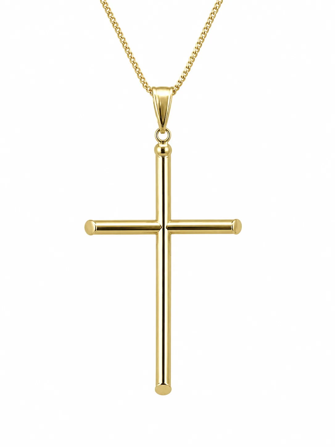 9ct Yellow Gold Italian Made Chiselled Edge Cross Pendant – 47mm - 9Y5P0012