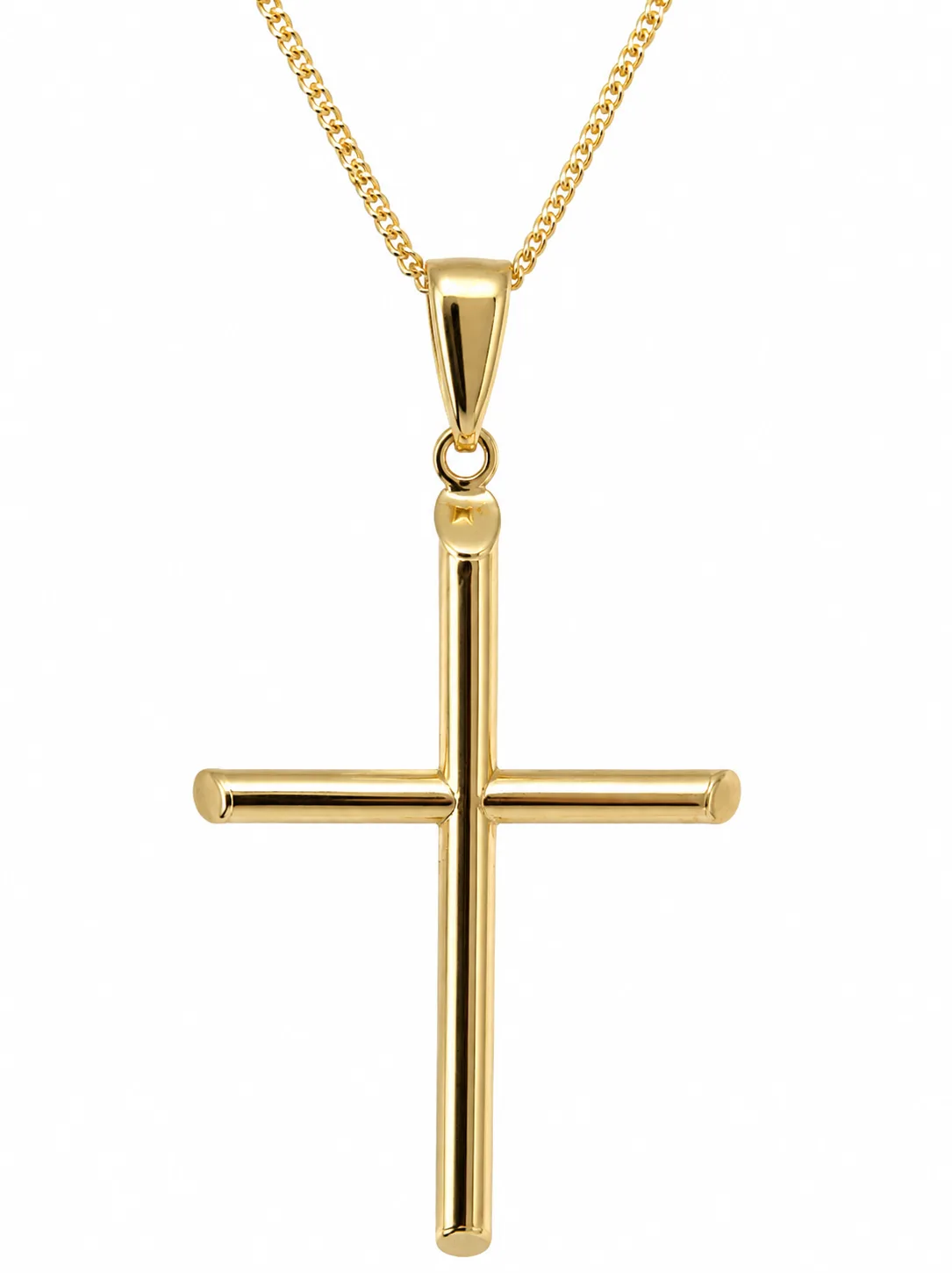 9ct Yellow Gold Italian Made Chiselled Edge Cross Pendant – 47mm - 9Y5P0012