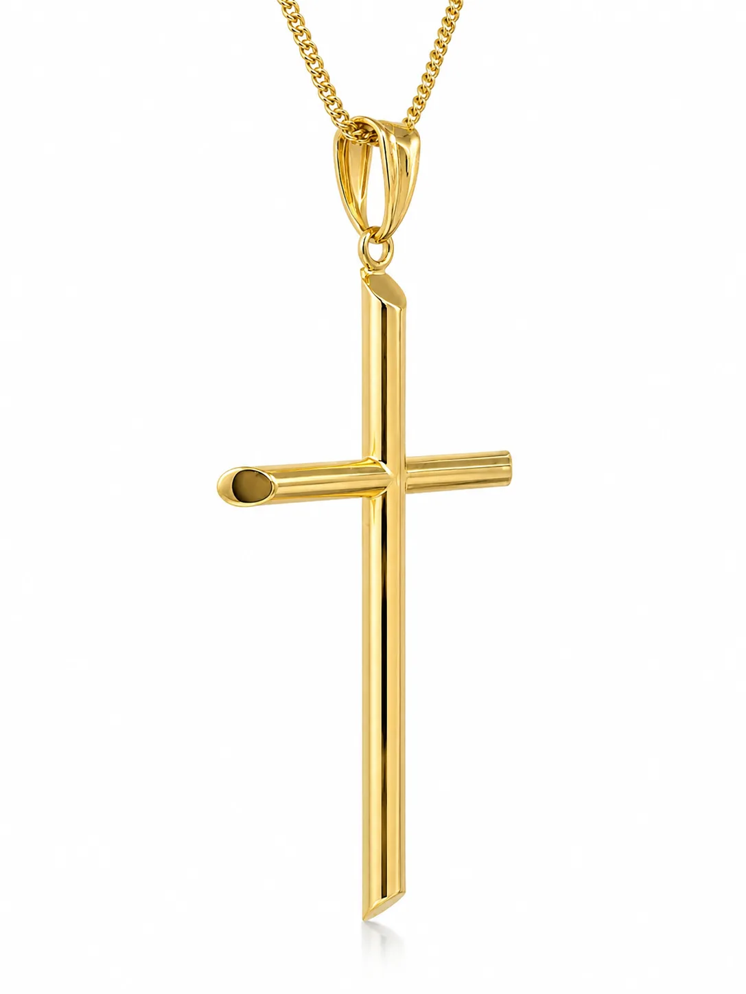 9ct Yellow Gold Italian Made Chiselled Edge Cross Pendant – 47mm - 9Y5P0012
