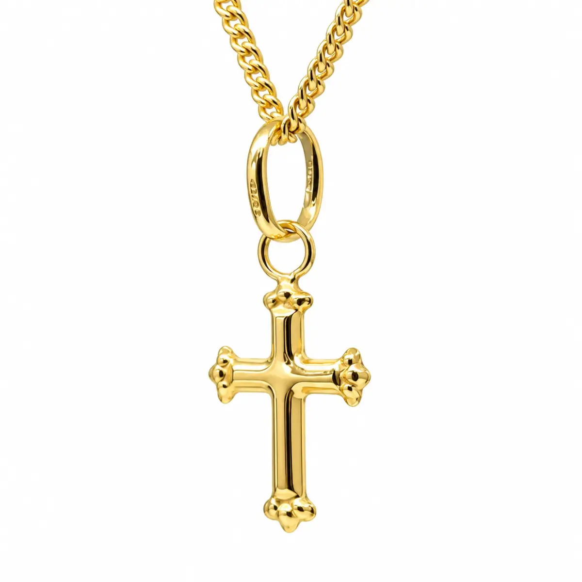 9ct Yellow Gold Italian Made Cross Pendant with Complimentary Display Chain - 1.64.1503