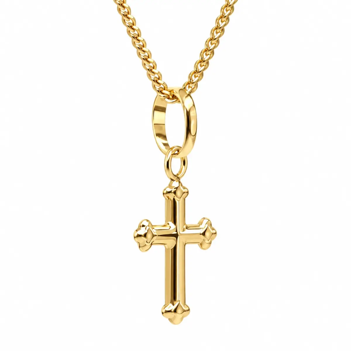 9ct Yellow Gold Italian Made Cross Pendant with Complimentary Display Chain - 1.64.1503