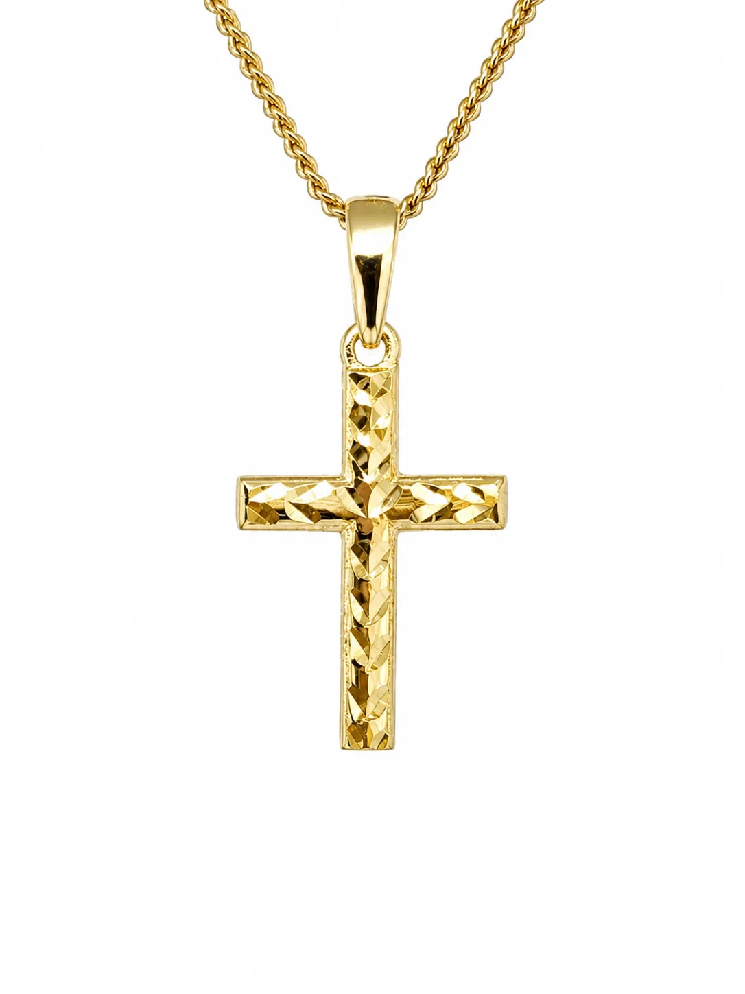 9ct Yellow Gold Italian Made Diamond-Cut Cross Pendant – 17mm - 9Y5P0219