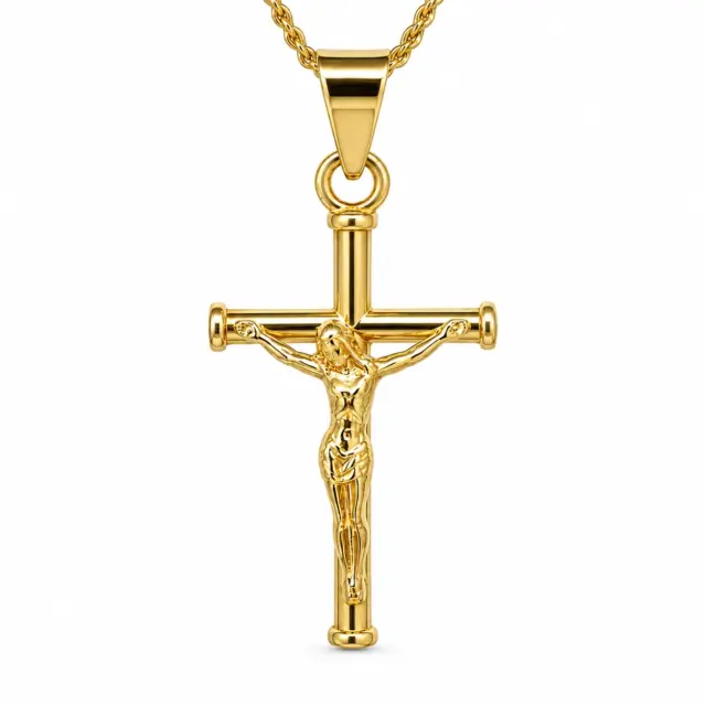 9ct Yellow Gold Italian Made Fancy Crucifix Pendant – 26.1mm - 9Y5P0326