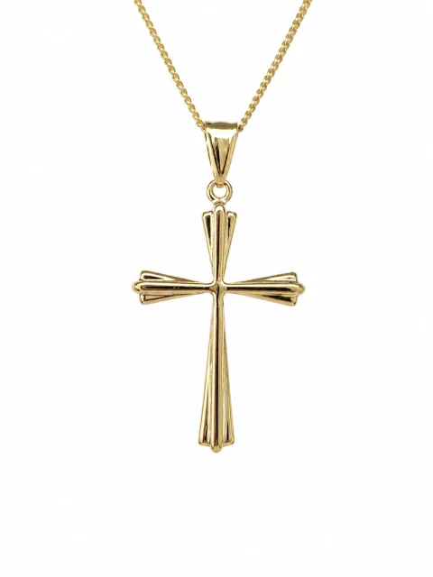 9ct Yellow Gold Italian Made Fancy Flared Cross Pendant – 30.5mm - 9Y5P0013