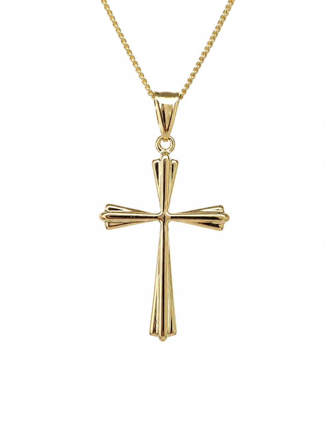 9ct Yellow Gold Italian Made Fancy Flared Cross Pendant – 30.5mm - 9Y5P0013