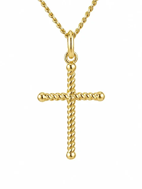 9ct Yellow Gold Italian Made Fancy Twisted Rope Cross Pendant – 20mm - 9Y5P0170