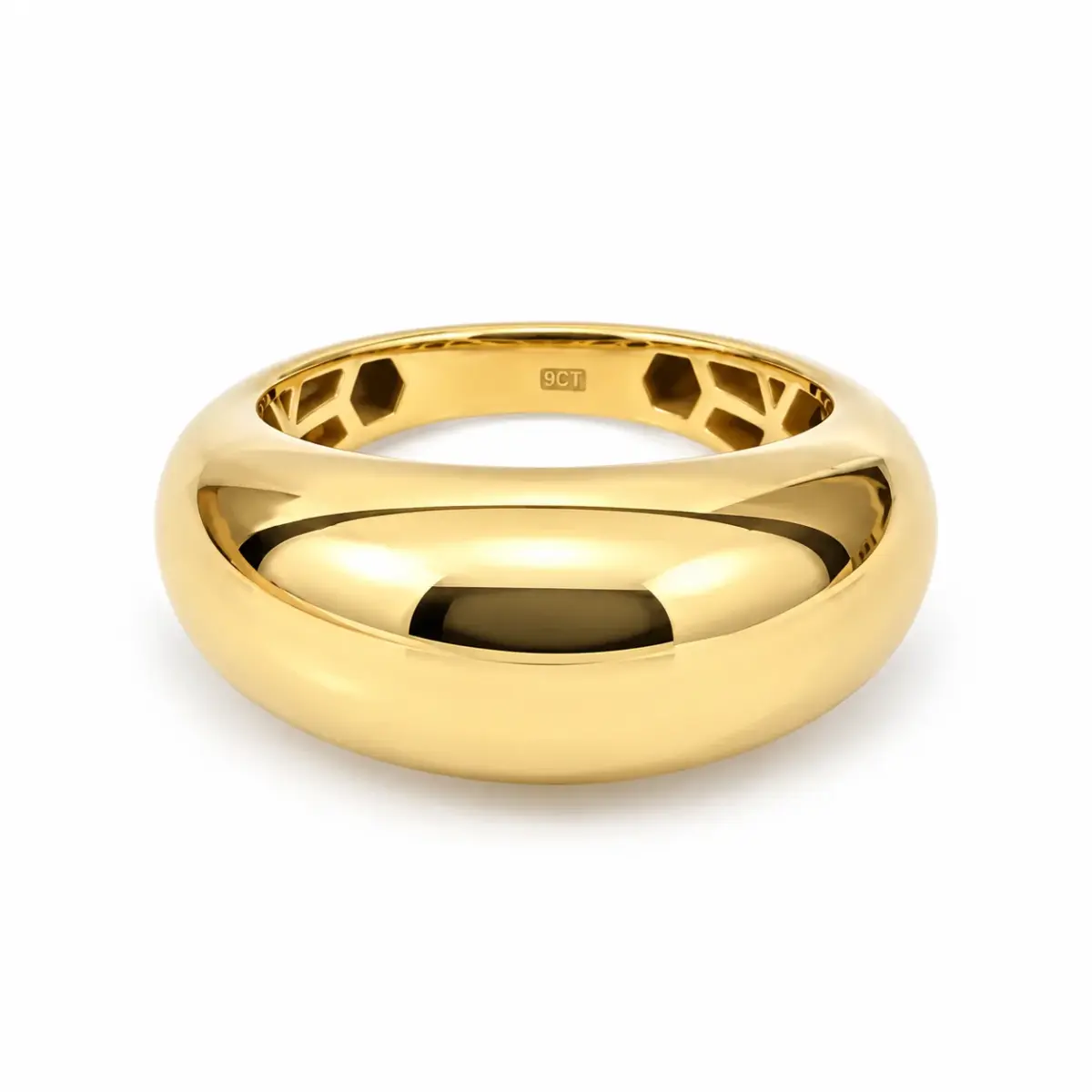 9ct Yellow Gold Italian Made High Dome Ring – Size L - 9YR0062