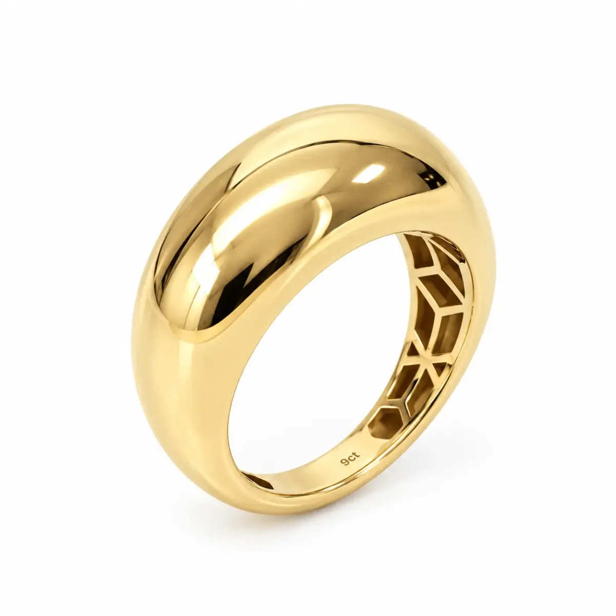 9ct Yellow Gold Italian Made High Dome Ring – Size L - 9YR0062