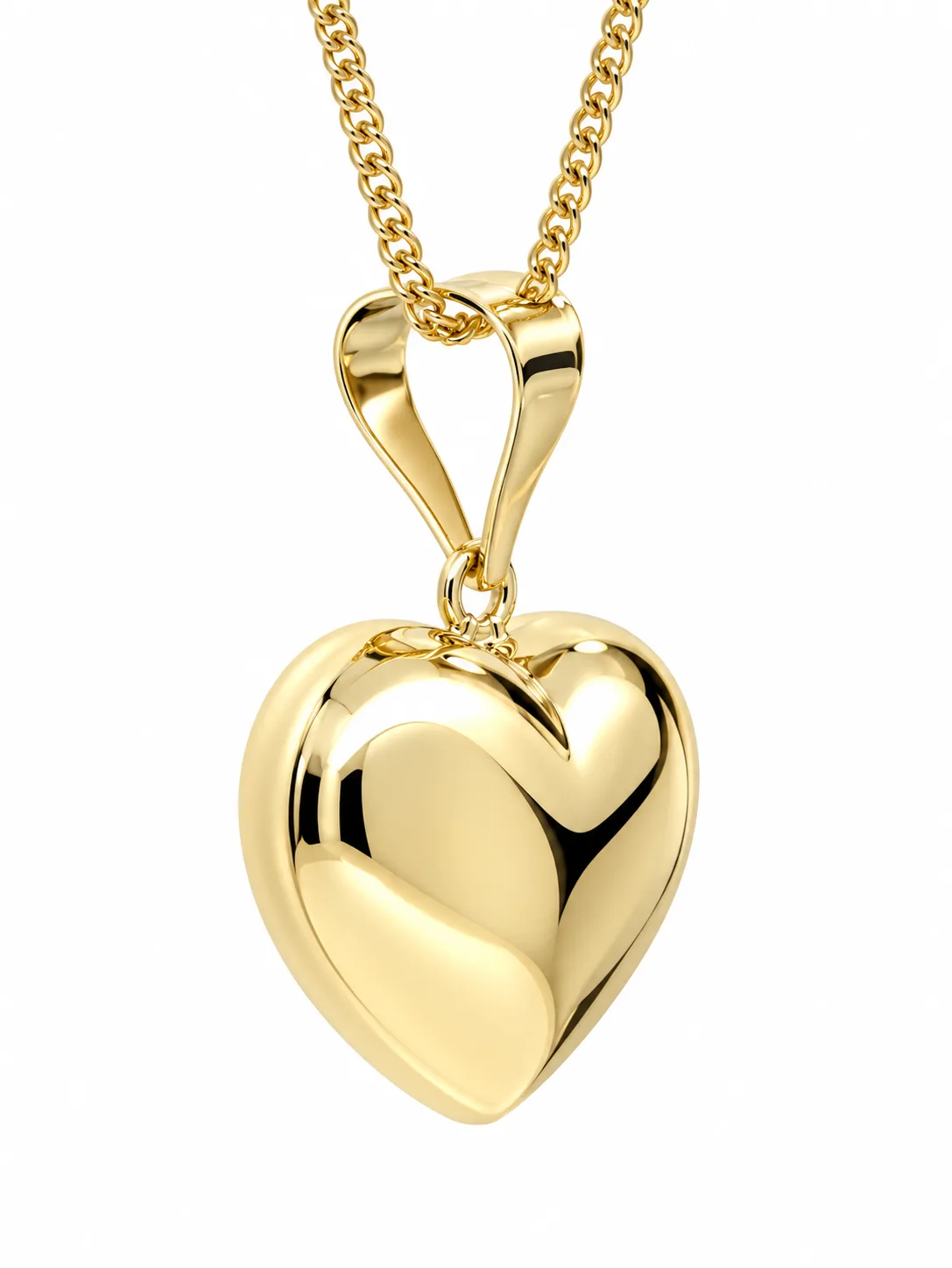 9ct Yellow Gold Italian Puff Heart Pendant – 16mm
