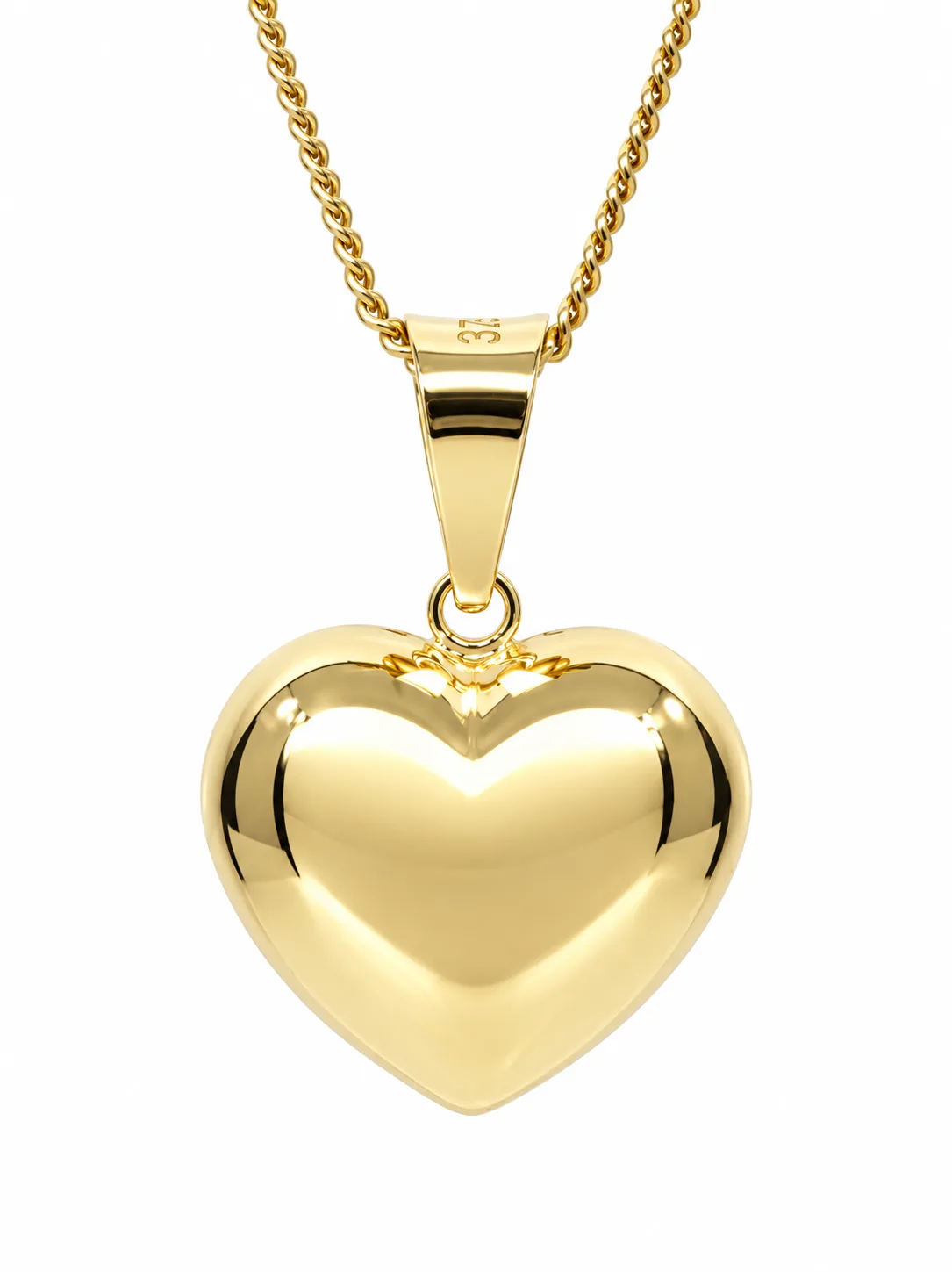 9ct Yellow Gold Italian Puff Heart Pendant – 16mm