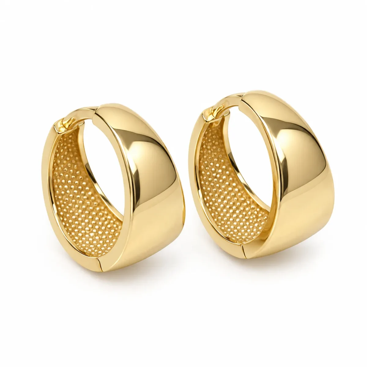 9ct Yellow Gold Italian Tapered Hinged Hoop Earrings – 11mm