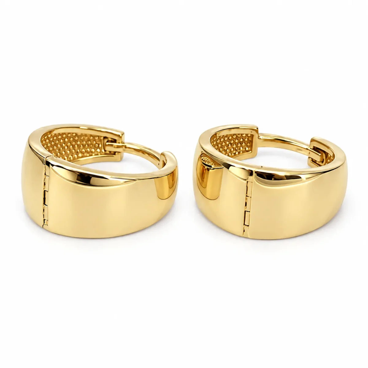9ct Yellow Gold Italian Tapered Hinged Hoop Earrings – 11mm