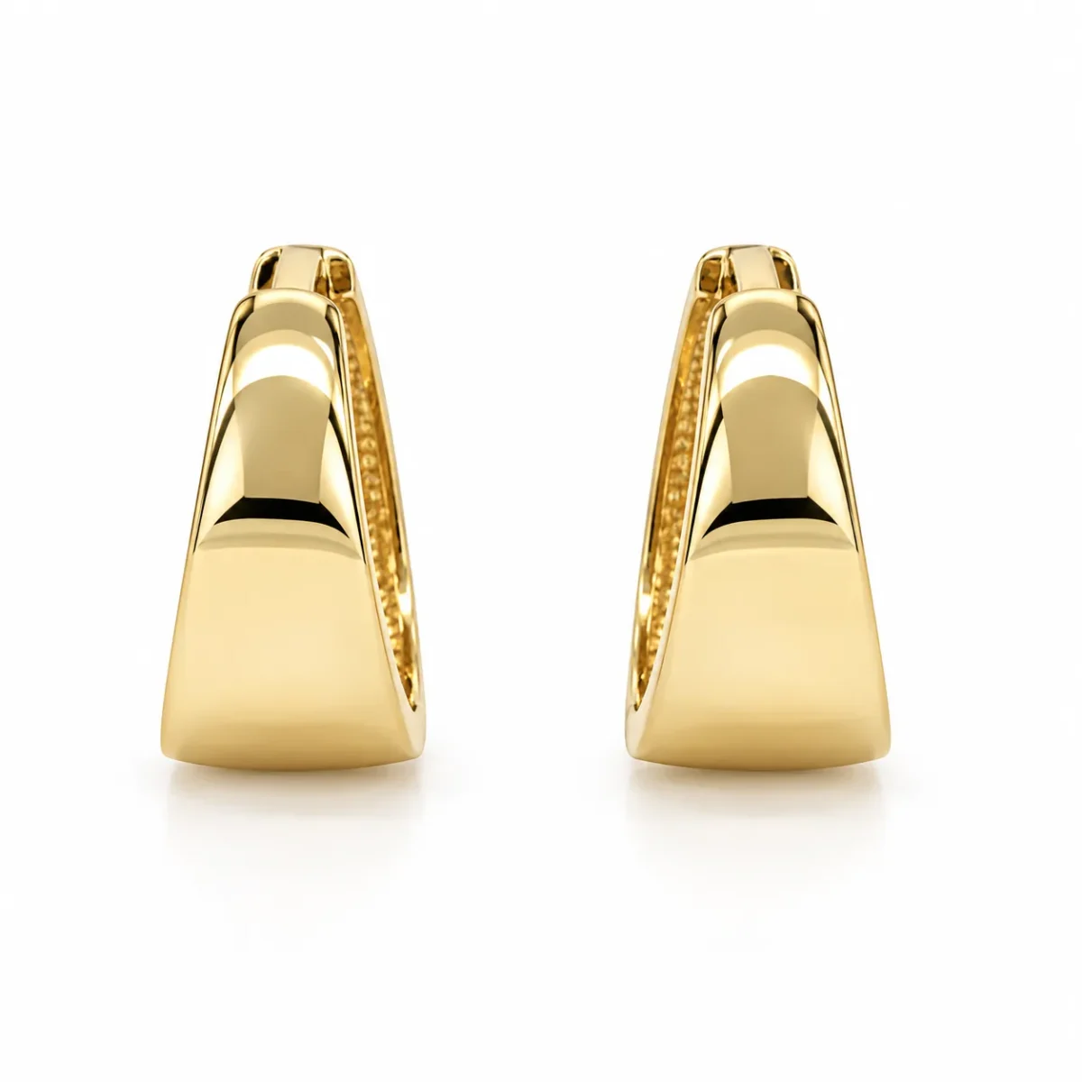 9ct Yellow Gold Italian Tapered Hinged Hoop Earrings – 11mm