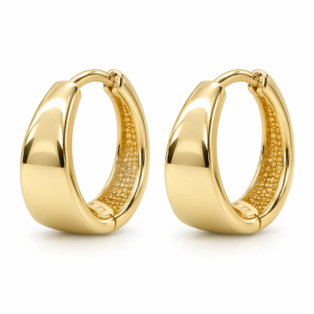 9ct Yellow Gold Italian Tapered Hinged Hoop Earrings – 11mm