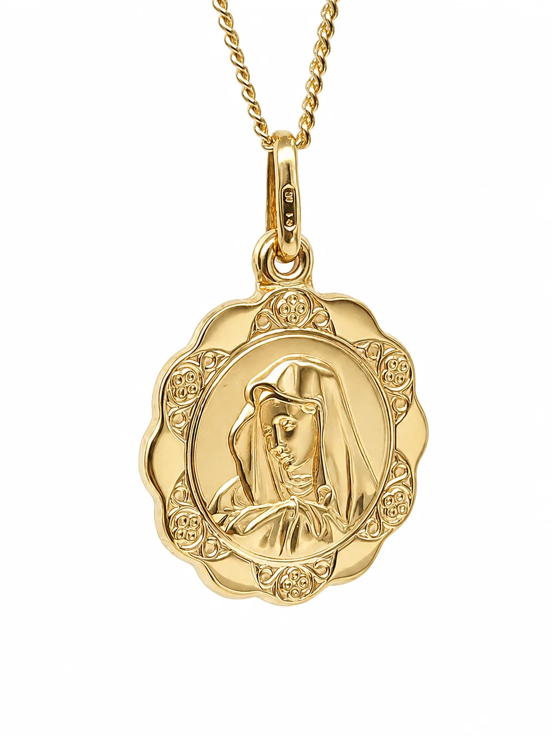 9ct Yellow Gold Madonna Religious Pendant 16.75mm - GR0011